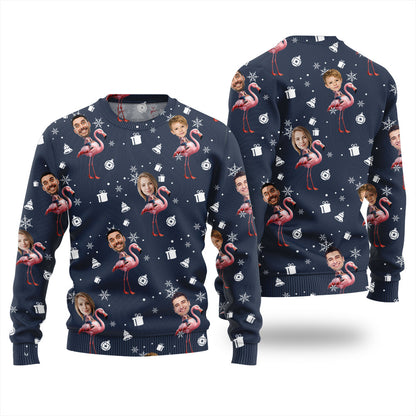 Custom Faces Flamingo Ugly Christmas Sweater