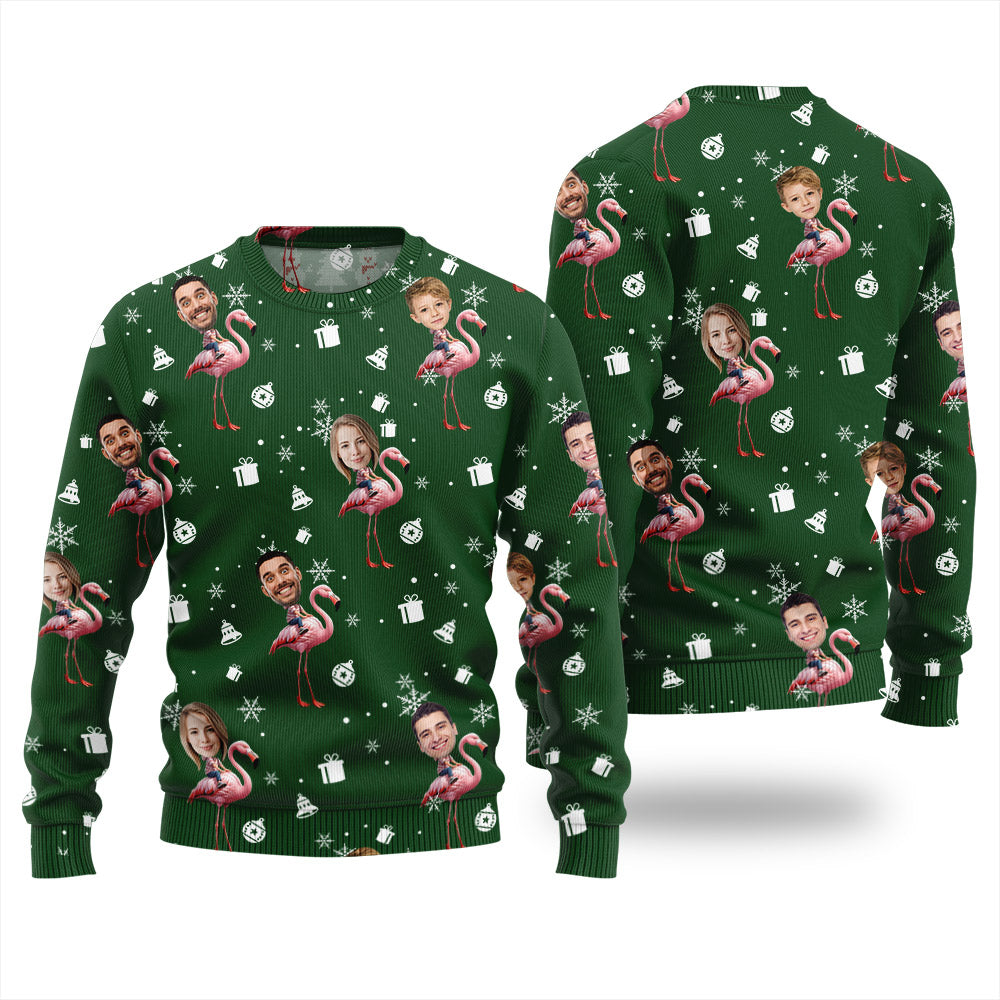 Custom Faces Flamingo Ugly Christmas Sweater