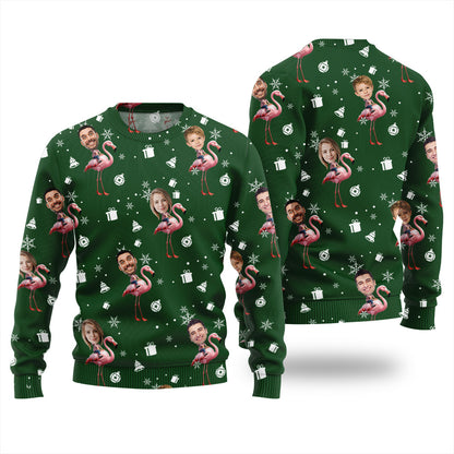 Custom Faces Flamingo Ugly Christmas Sweater