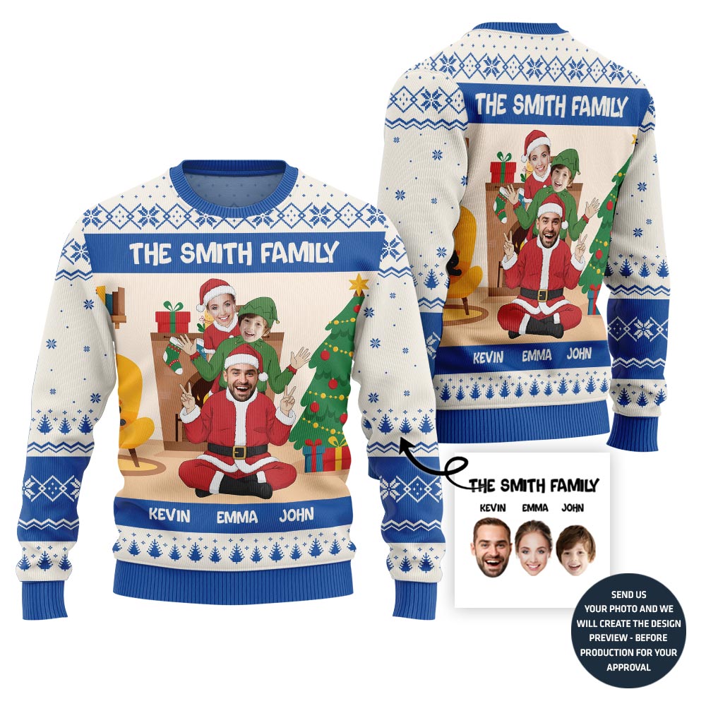 Custom Faces For Family Funny Ugly Christmas Sweater