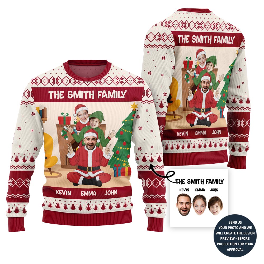 Custom Faces For Family Funny Ugly Christmas Sweater