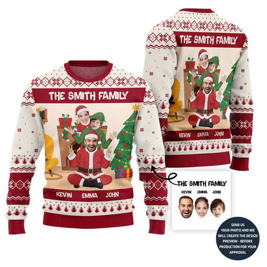 Custom Faces For Family Funny Ugly Christmas Sweater