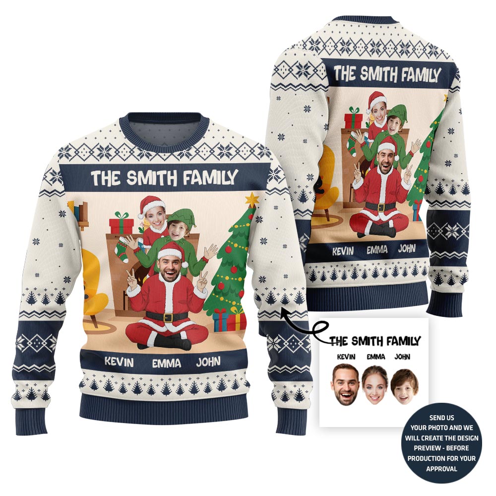 Custom Faces For Family Funny Ugly Christmas Sweater