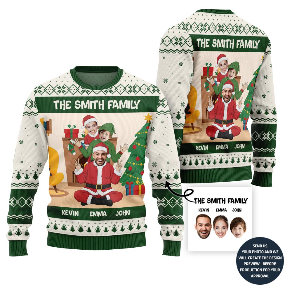 Custom Faces For Family Funny Ugly Christmas Sweater