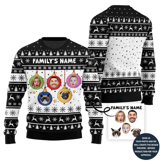 Custom Family Faces And Name Funny Xmas Sweater
