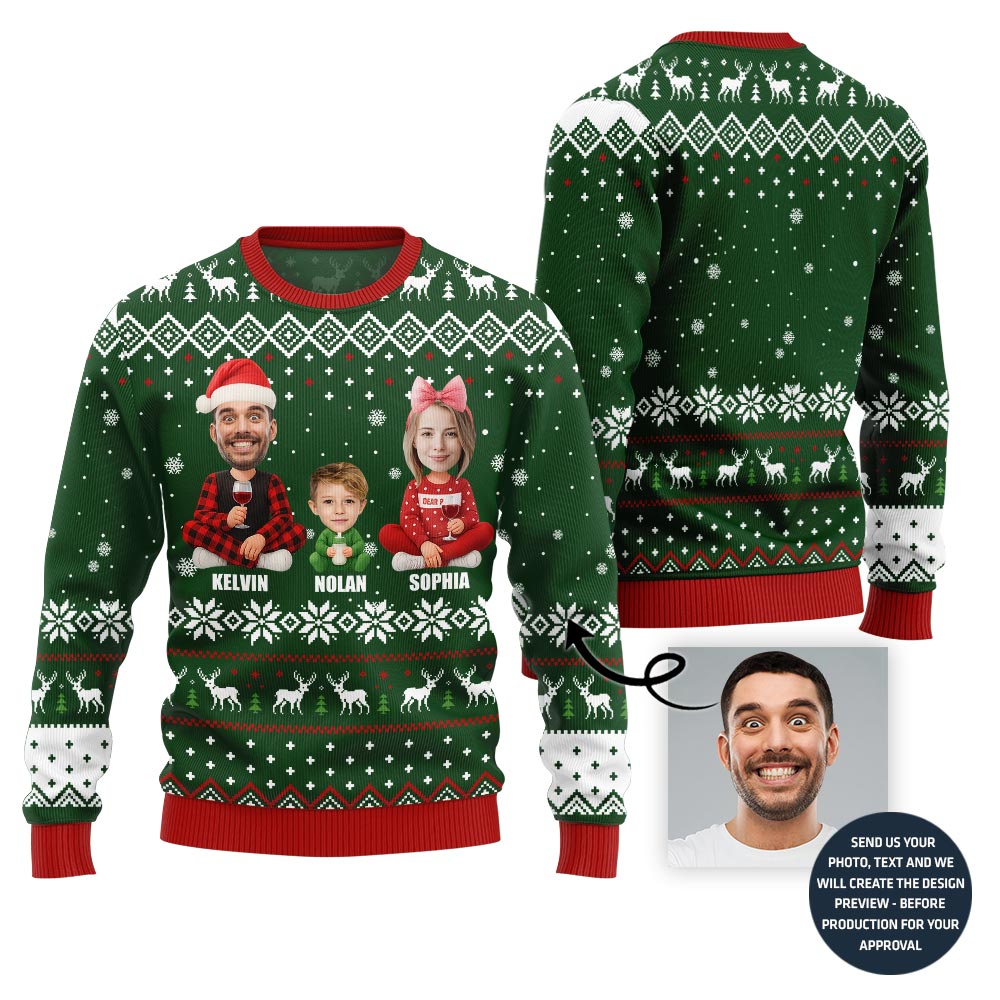 Custom Family Faces And Names Ugly Christmas Sweater