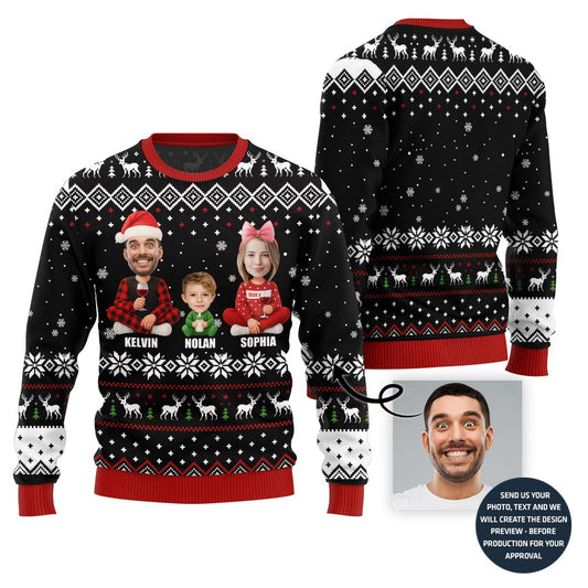 Custom Family Faces And Names Ugly Christmas Sweater