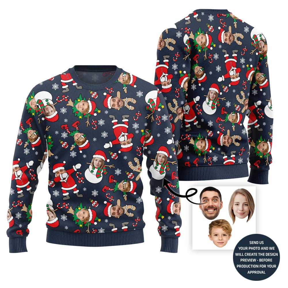 Custom Family Faces Funny Christmas Sweater
