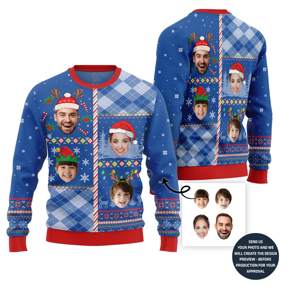 Custom Family Faces Funny Ugly Christmas Sweater
