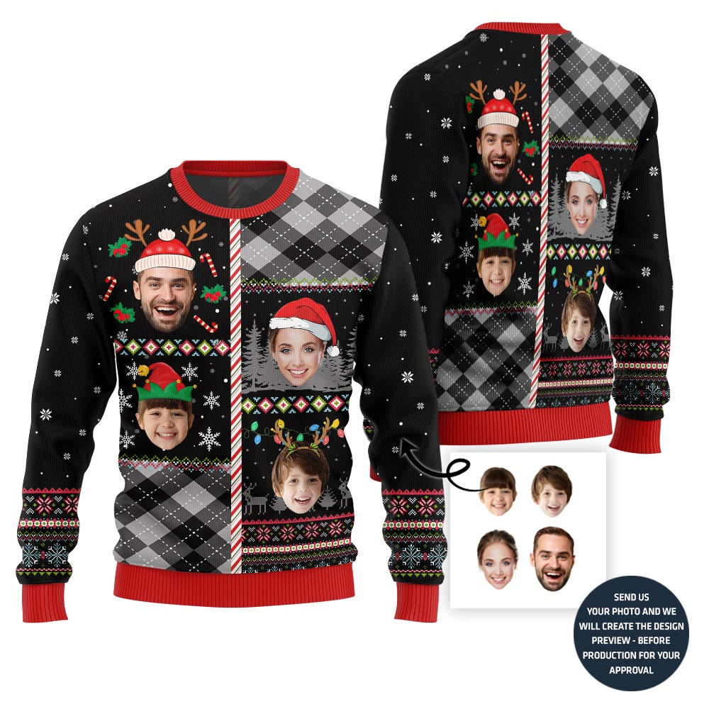 Custom Family Faces Funny Ugly Christmas Sweater