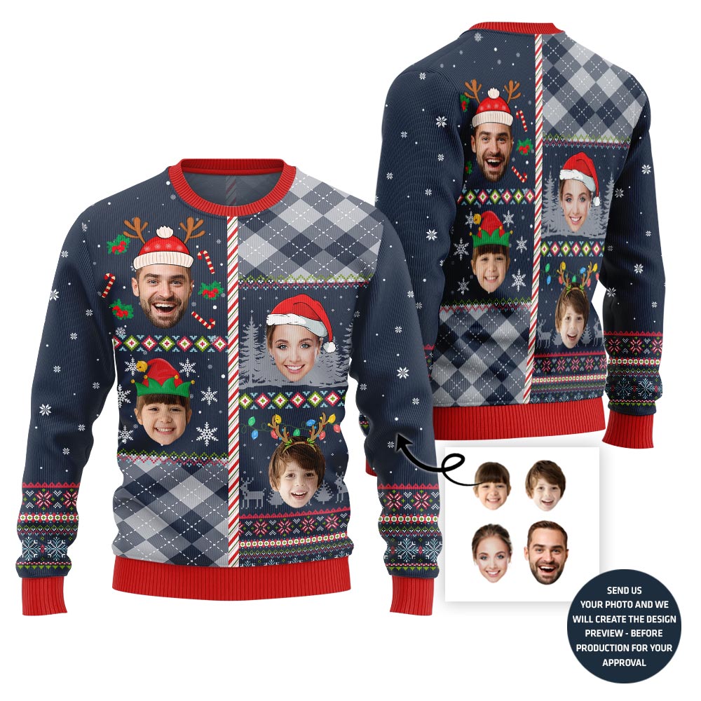 Custom Family Faces Funny Ugly Christmas Sweater