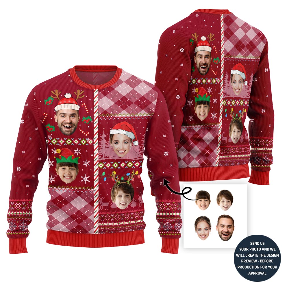 Custom Family Faces Funny Ugly Christmas Sweater
