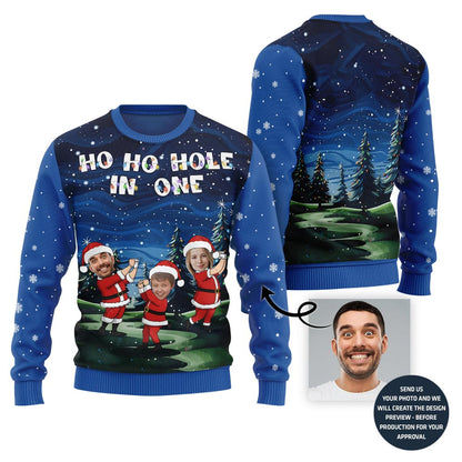 Custom Family Faces Ho Ho Hole Christmas Sweater