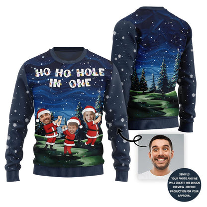 Custom Family Faces Ho Ho Hole Christmas Sweater