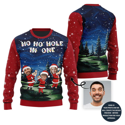 Custom Family Faces Ho Ho Hole Christmas Sweater