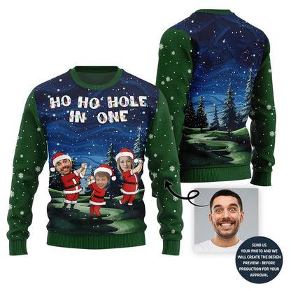 Custom Family Faces Ho Ho Hole Christmas Sweater