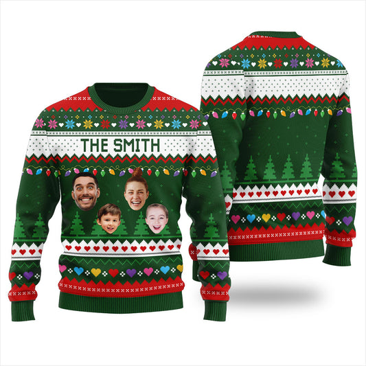 Custom Family Faces Ugly Christmas Sweater For Men