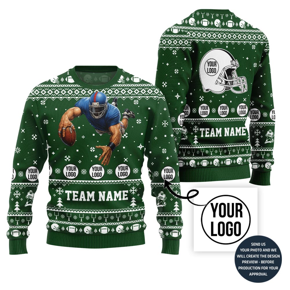 Custom Football Player Ugly Christmas Sweater