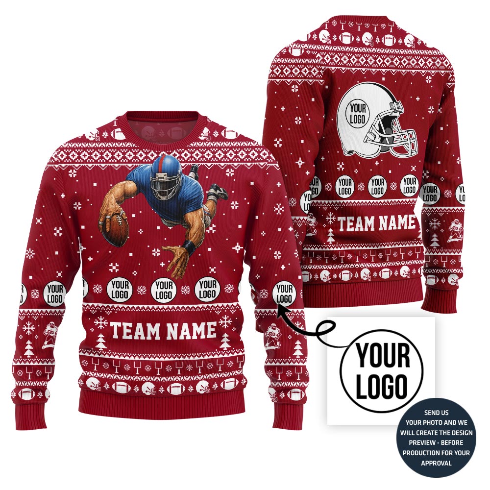 Custom Football Player Ugly Christmas Sweater