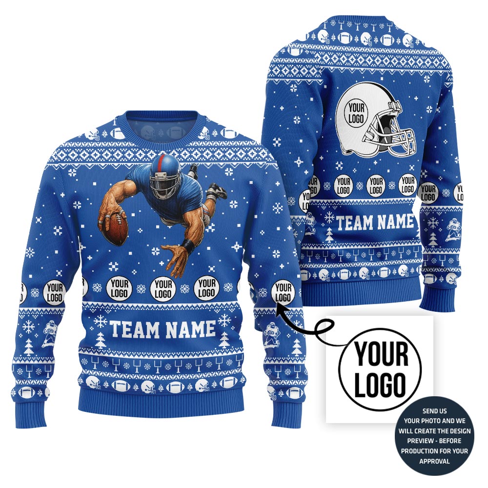 Custom Football Player Ugly Christmas Sweater