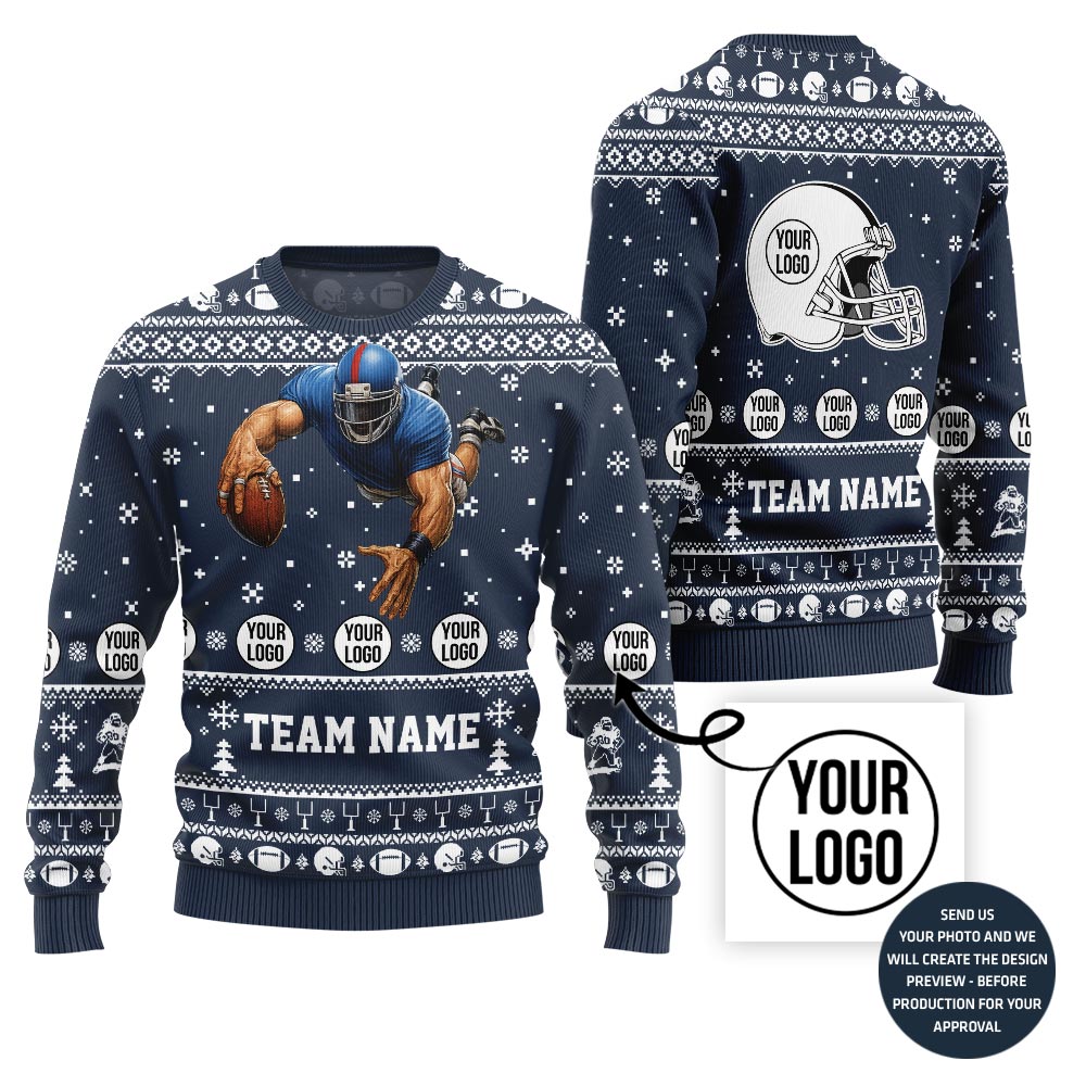 Custom Football Player Ugly Christmas Sweater