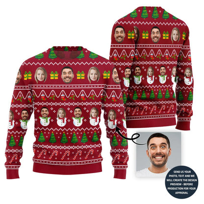 Custom Funny Couple Faces Ugly Christmas Sweater