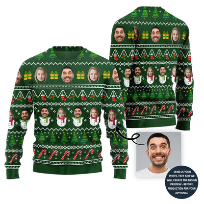 Custom Funny Couple Faces Ugly Christmas Sweater