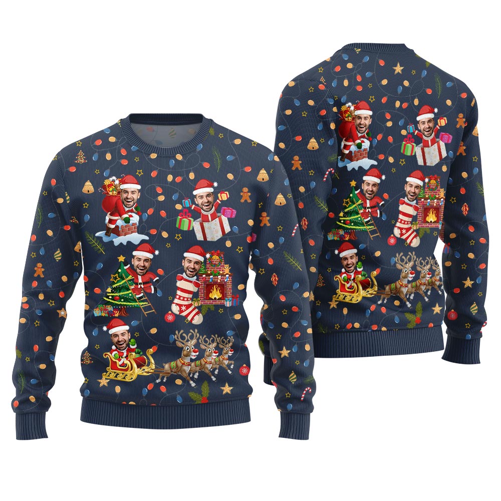 Custom Funny Face Bulb Ugly Christmas Sweater