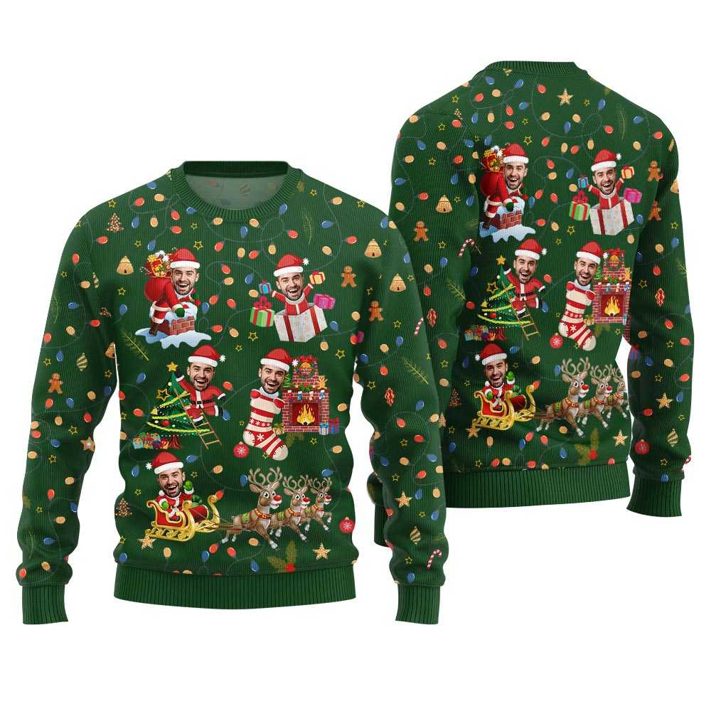 Custom Funny Face Bulb Ugly Christmas Sweater
