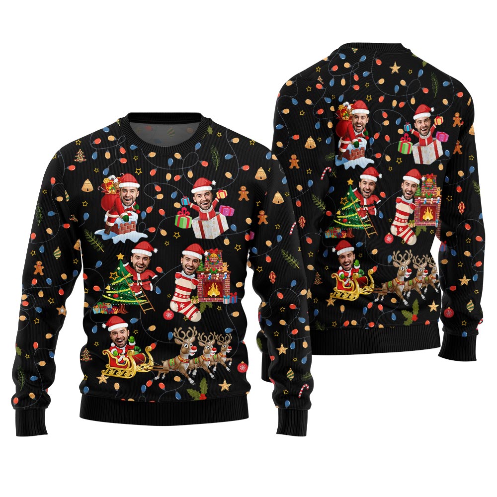 Custom Funny Face Bulb Ugly Christmas Sweater