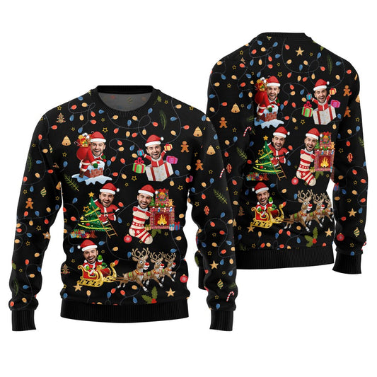 Custom Funny Face Bulb Ugly Christmas Sweater