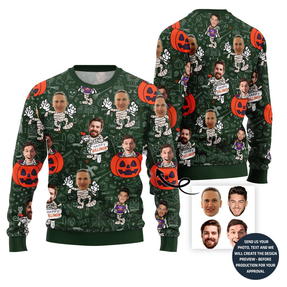 Custom Funny Face Halloween Ugly Christmas Sweater