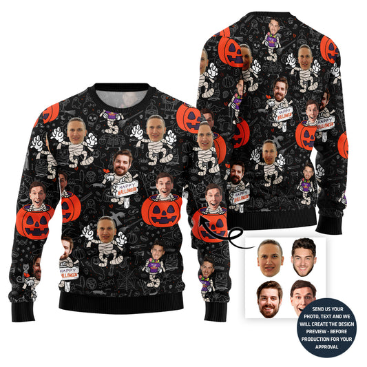 Custom Funny Face Halloween Ugly Christmas Sweater