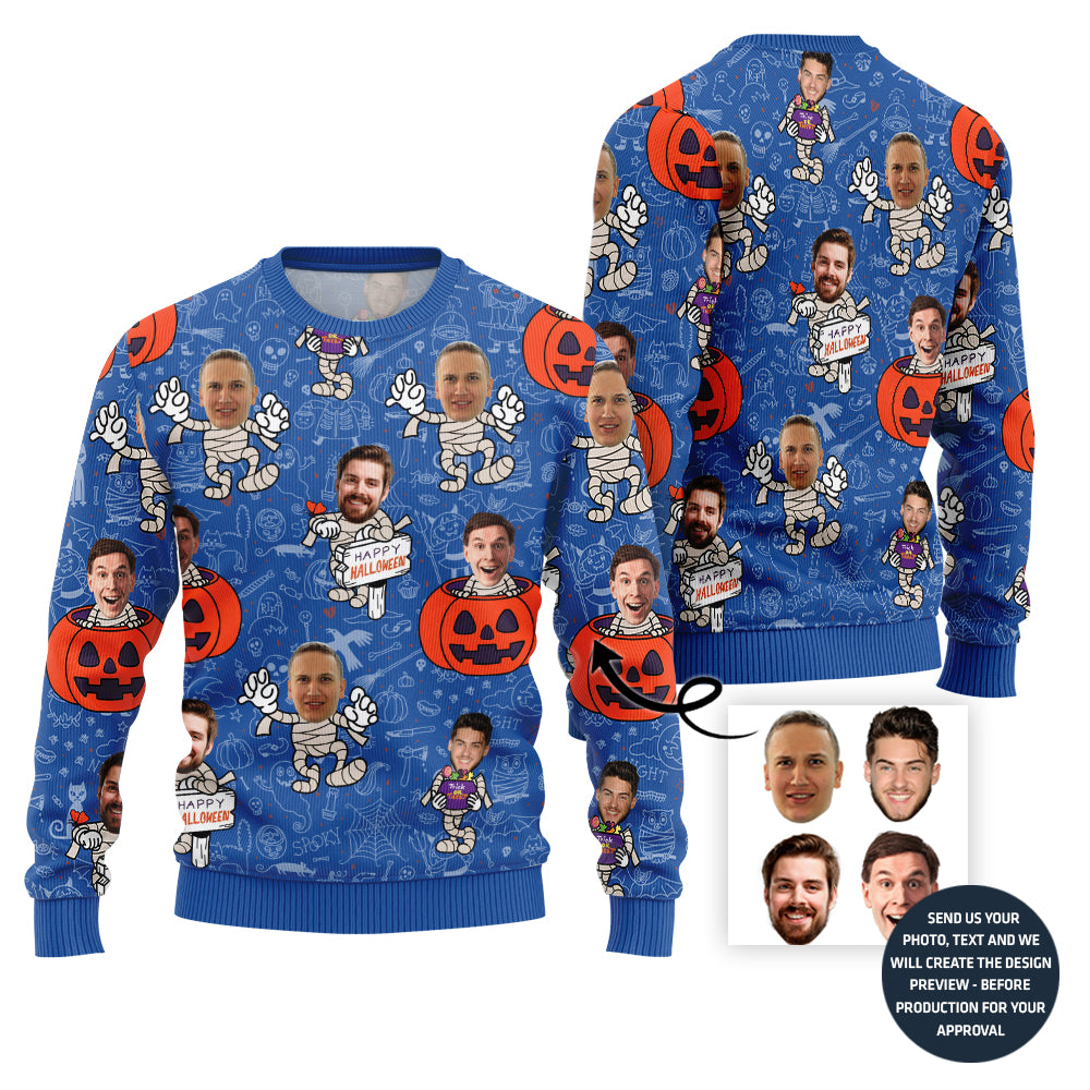 Custom Funny Face Halloween Ugly Christmas Sweater