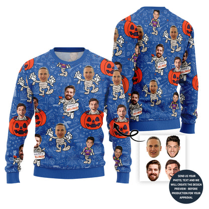 Custom Funny Face Halloween Ugly Christmas Sweater