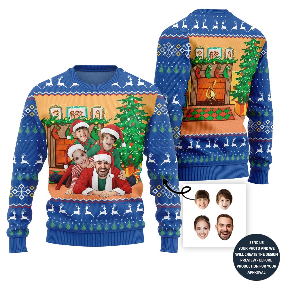 Custom Funny Family Faces Ugly Christmas Sweater