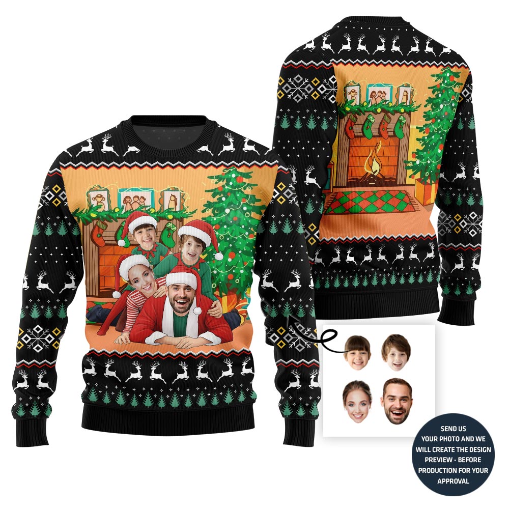 Custom Funny Family Faces Ugly Christmas Sweater
