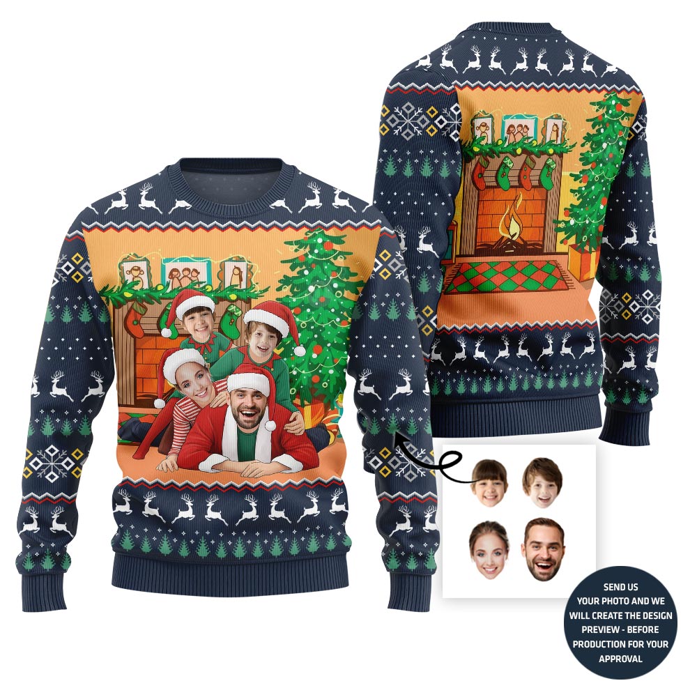 Custom Funny Family Faces Ugly Christmas Sweater