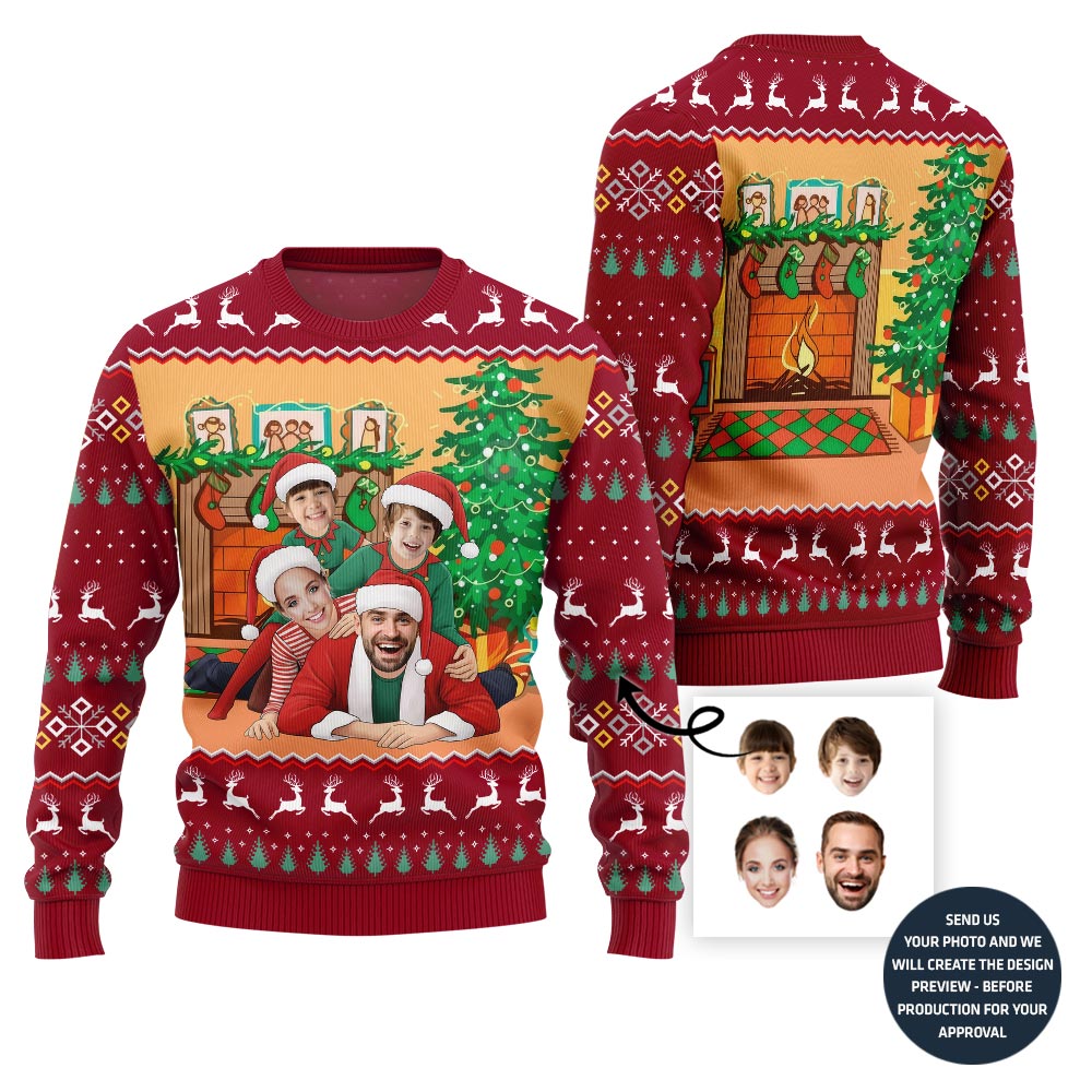 Custom Funny Family Faces Ugly Christmas Sweater
