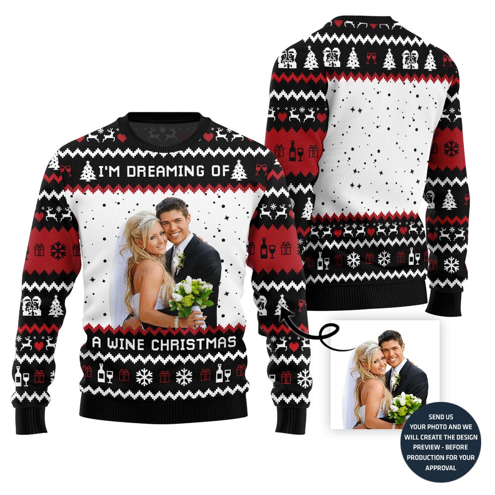 Custom Happy Couple Wedding Christmas Sweater