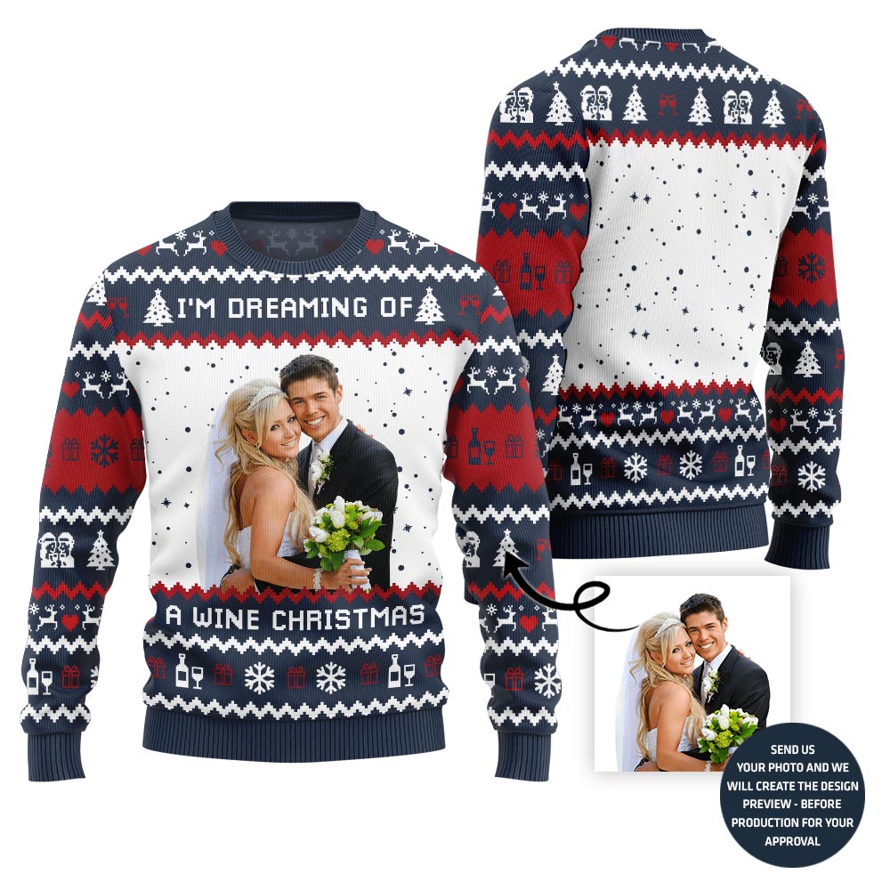 Custom Happy Couple Wedding Christmas Sweater