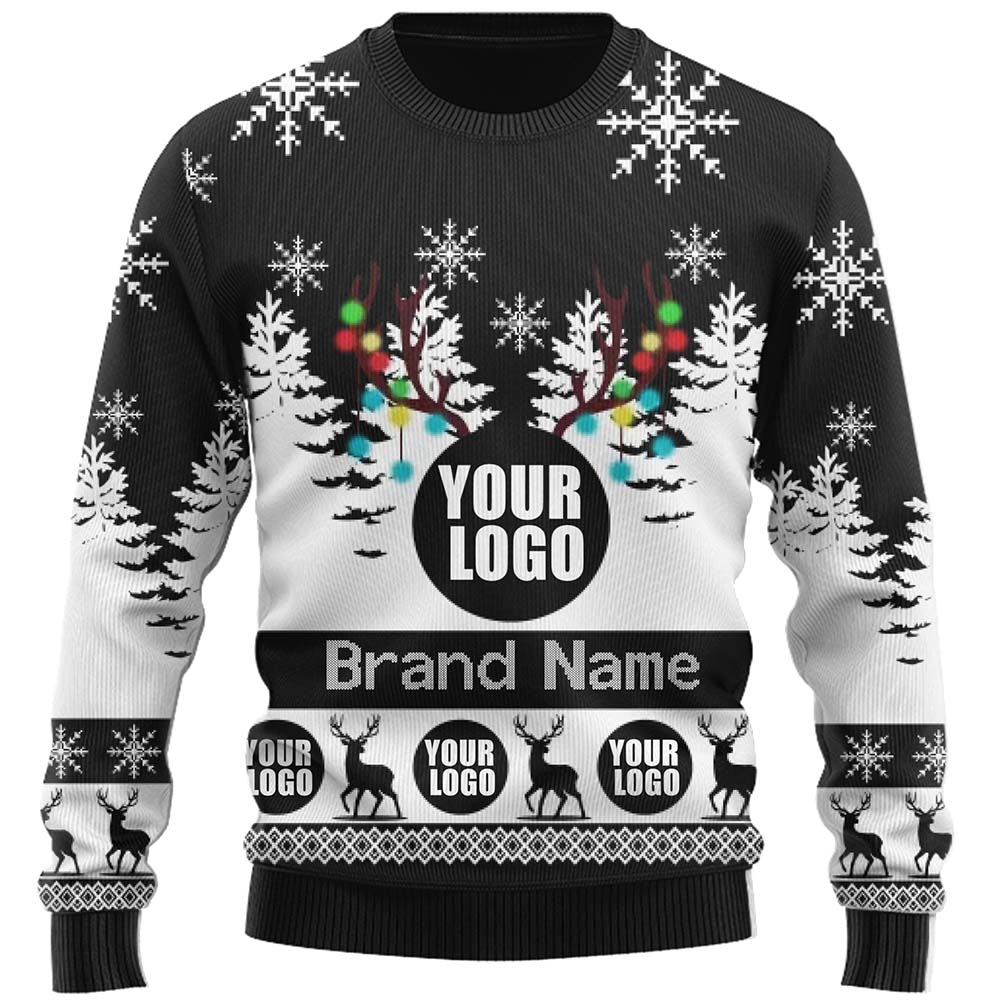 Custom Live Preview Logo Ugly Christmas Sweater For Men