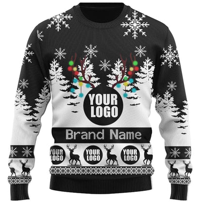 Custom Live Preview Logo Ugly Christmas Sweater For Men