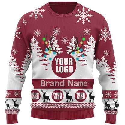 Custom Live Preview Logo Ugly Christmas Sweater For Men