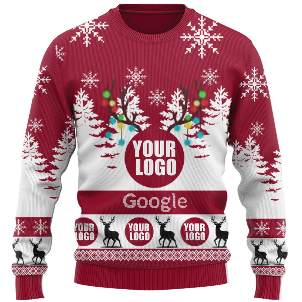 Custom Live Preview Logo Ugly Christmas Sweater For Men