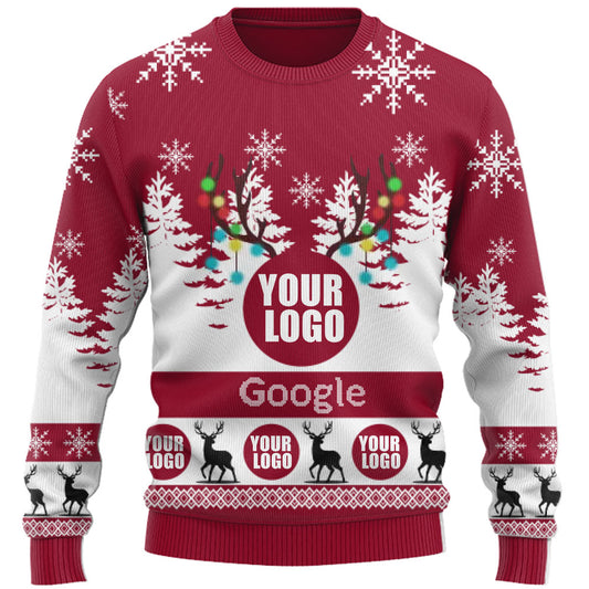 Custom Live Preview Logo Ugly Christmas Sweater For Men