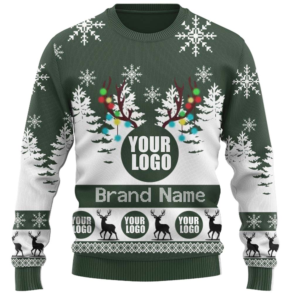 Custom Live Preview Logo Ugly Christmas Sweater For Men