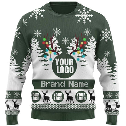 Custom Live Preview Logo Ugly Christmas Sweater For Men