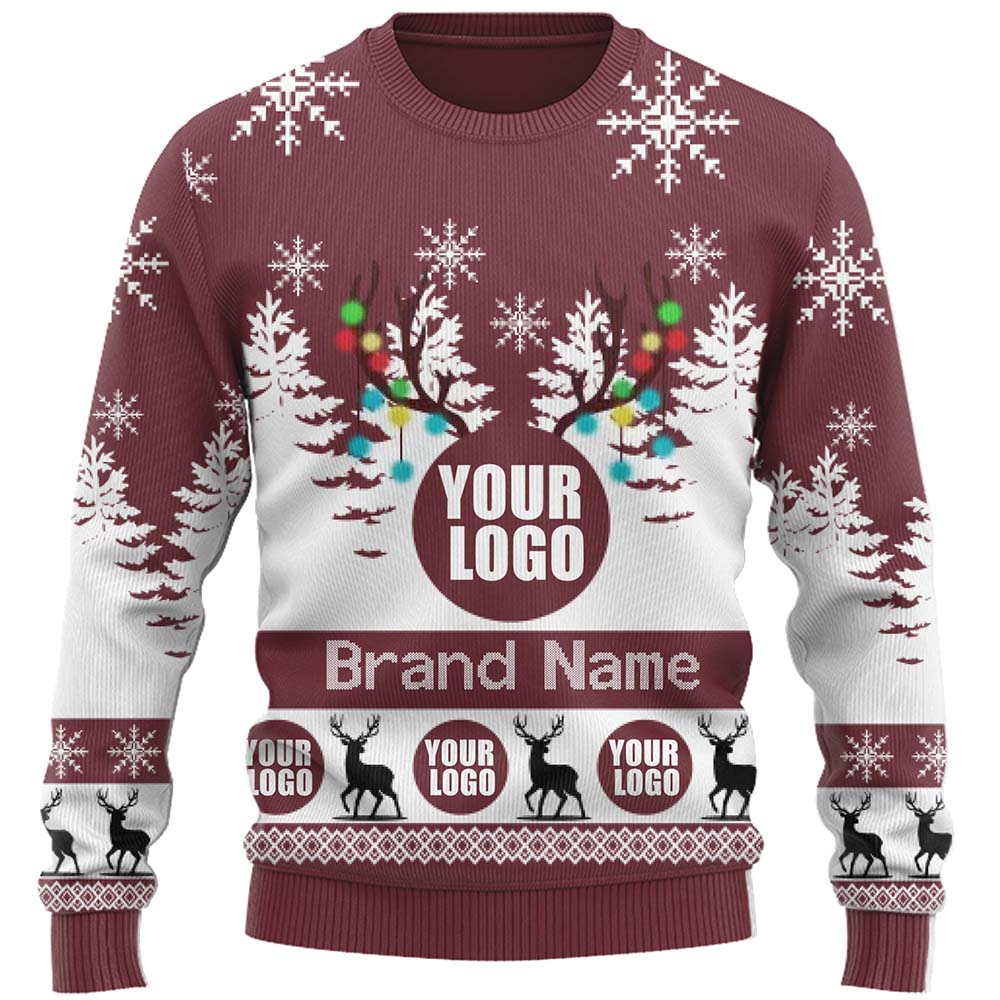 Custom Live Preview Logo Ugly Christmas Sweater For Men