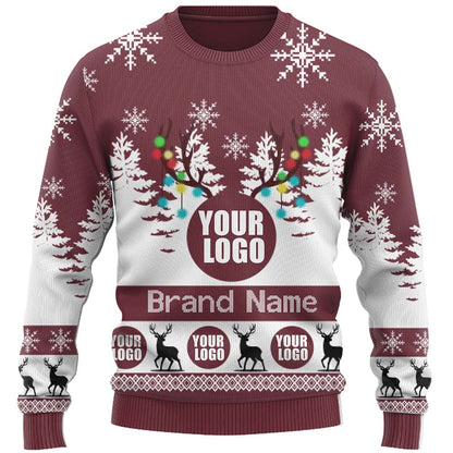 Custom Live Preview Logo Ugly Christmas Sweater For Men